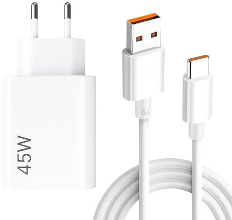 BOULESENM Cargador 45w Adaptador de Cargàdor 1Metro Cable USB C Carga,Càrgador Ràpido para Xiaomi Redmi Note 14 Pro 5G 6A,Cargàdor Cargà Rapida Tipo C para Xiaomi Poco X7 M7Pro M6 Pad 7 6 5 Redmi