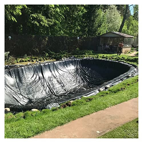 Revestimiento resistente para estanques, 5 m x 5 m, resistente al desgarro, 0,35 mm de grosor, plástico negro HDPE para depósitos y tanques, perfecto para estanques de jardín y características de agua