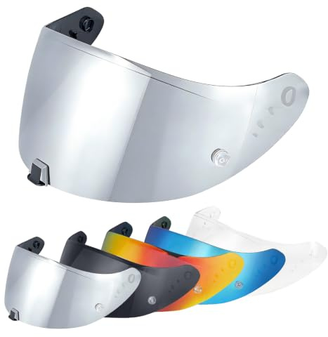 Helmvisier für EXO 520 1400 R1, Motorradhelm Visier,UV Schutz Helmvisier,Motorrad Windschutz Helm Objektiv Visier.Motorradhelm Visier Ersatz (Silber)