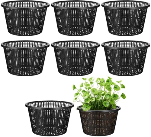 8 macetas hidropónicas de plástico, 8.3 cestas de malla para plantas acuáticas para sistemas hidropónicos interiores y exteriores, macetas de orquídeas negras