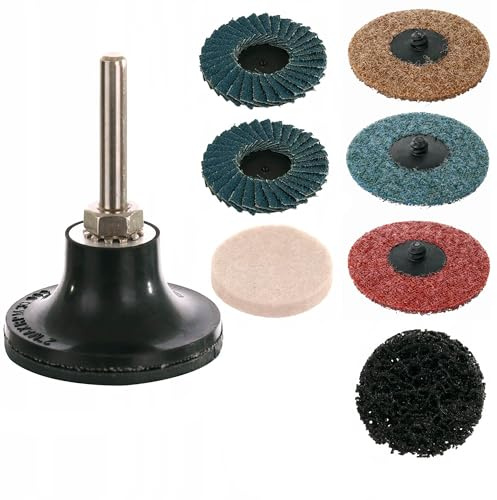 TC TECHNIC - Schleifpapier Set 50mm, Schleifscheiben, Schleifaufsatz für Akkuschrauber - Polieraufsatz Akkuschrauber - zum Schleifen, Reinigen und Polieren von Metall, Holz und Kunststoffen