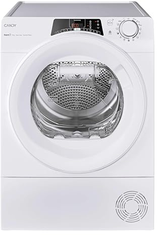 Candy RapidÓ Asciugatrice 8 Kg a Pompa di Calore Inverter, Wi-Fi + App hOn, EasyCase, Cicli Rapidi, Funzione Kilo Detector, Classe C, 85 x 59.6 x 61.1 cm (AxLxP), Libera Installazione, RO EH8N3TE-S
