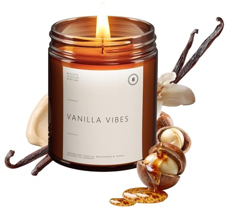 BOHORIA® Duftkerze Vanilla Vibes – Kerze mit Vanille, Tonkabohne & Macadamia – Warme gourmandige Duftkerze für gemütliche Wohlfühlmomente (Vanilla Vibes)