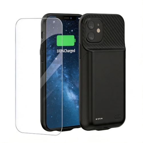 MIGAFEI 10000 mAh Battery Case for iPhone 13/13 Pro/iPhone 14 (6.1 Inch), High-Capacity Portable Rechargeable Backup Battery Case with LED Power Display, On/Off Switch & Protective Cover Black