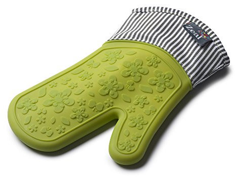 Zeal Silicone Heavy Duty Single Oven Mitt Glove, Lime Green (29 cm Long) - Stripe