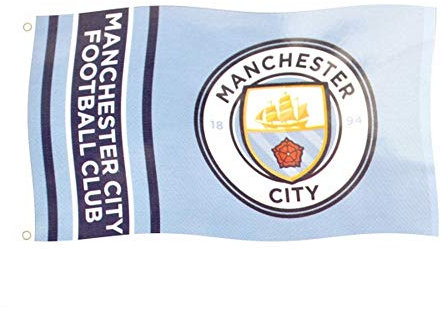 Manchester City FC Wordmark Stripes Flag (5 x 3ft) (Blue)