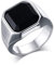 OIDEA Herren Ring Achat Schwarz: Vintage Siegelring Stein Biker Rock Edelstahlring Viking Herrenring Wikinger Schmuck Geschenk für Männer Frauen Unisex Größe 62