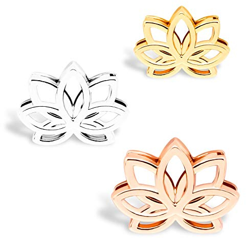 THIORA Charmband Charms | 'Lotusblüte' Anhänger | Lotus Charm | Mesh Armband Charm (Gold)