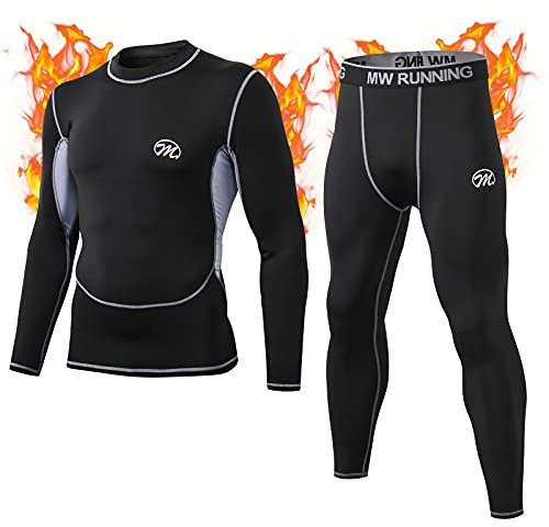MeetHoo Thermounterwäsche Herren, Funktionsunterwäsche Set Funktionswäsche Atmungsaktiv Thermo Unterwäsche Thermowäsche Base Layer Radsport Laufen