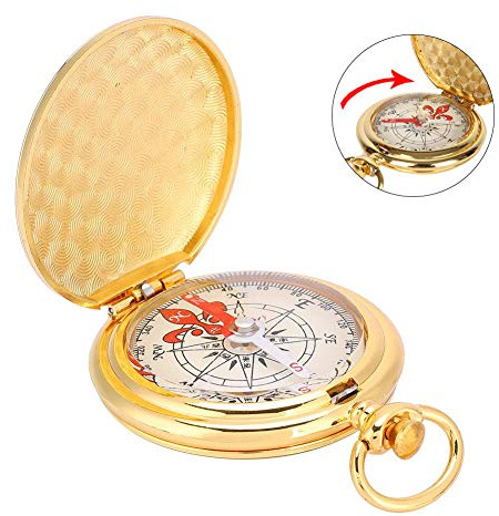 Oumij Taschenkompass, Klassischer Sprungdeckel Compass - Messing Kompass - mit Klassischer Taschen Art,Kompass Outdoor,mit Ring Keychain - Kompass Outdoor für Camping Marsch Outdoor