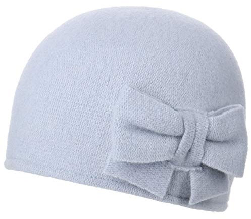 Barascon Calima Damenmütze Rundliche Wintermütze aus Wolle mit Schleifenapplikation Made in EU Herbst Winter hellblau One Size