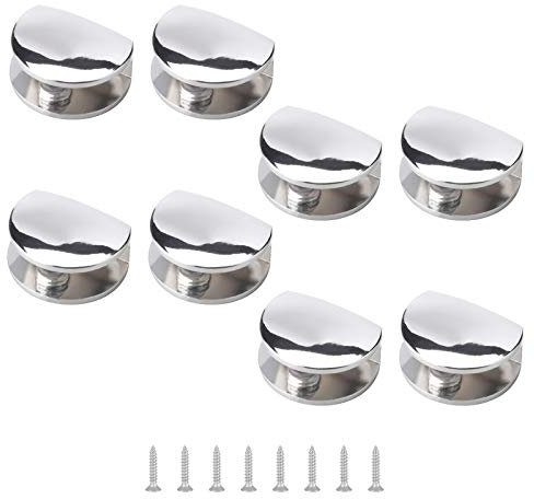 UFURMATE Lot de 8 supports de serrage réglables en forme de demi-cercle pour étagère en verre en alliage de zinc chromé poli pour étagère murale en verre de 5 à 8 mm d'épaisseur
