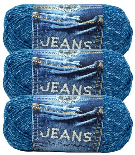 Lion Brand Yarn # 505 Jeansgarn, 3er-Pack Stonewash