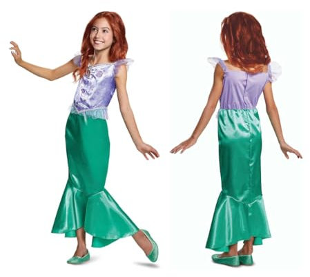 Disney Official Classic Ariel costume, Little Mermaid costume Kids, Mermaid dress for girls, Ariel Dress Up for Girls fish outfit, costumes for Girls S, Blau