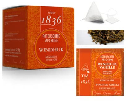Tea Since 1836® | Rooibos e Vaniglia | Tè Rosso con Aroma di Vaniglia | Piramidi Rooibos Africano | Tè Rooibos 15 Piramidi - 52.5 Gram