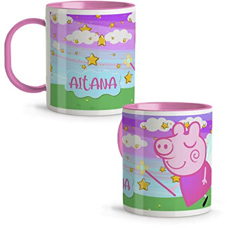 LolaPix Taza Pepa. Taza Personalizada. Tazas Infantiles plástico. Regalo Personalizado. Tazas Originales para Regalar. Colores a elegir. Pepa