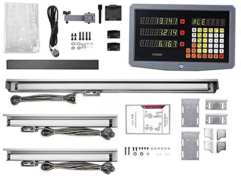 3 Achse Digitalanzeige Kit GUILOPOER 5µm Digitalanzeige mit 3 Axis Linear Maßstab für CNC-Fräsen Elektronische Linearwaage Fräsmaschinen Positionsanzeige (Anzeige+3 AXIS Linear)