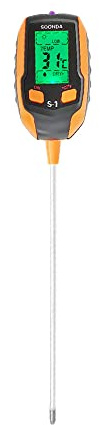 TopHomer 4 in 1 Boden PH Messgerät, Bodentester Feuchtigkeit mit Licht/PH/Temperatur, Pflanzenthermometer Test, Feuchtigkeitsmessgerät Licht für Gartenarbeit, Landwirtschaft, Bauernhof und Rasen