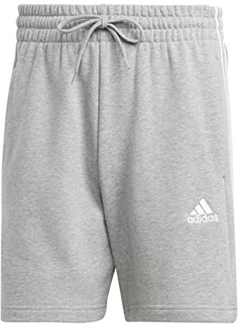 adidas Herren Essentials French Terry 3-Stripes Shorts, Medium Grey Heather, 3XL