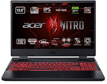 Acer Nitro 5 AN515-47 - Ordenador Portátil Gaming 15.6 Full HD IPS 144Hz (AMD Ryzen 7-7735HS, 16GB RAM, 512GB SSD, NVIDIA RTX 3050Ti, Sin Sistema Operativo) Color Negro - Teclado QWERTY Español