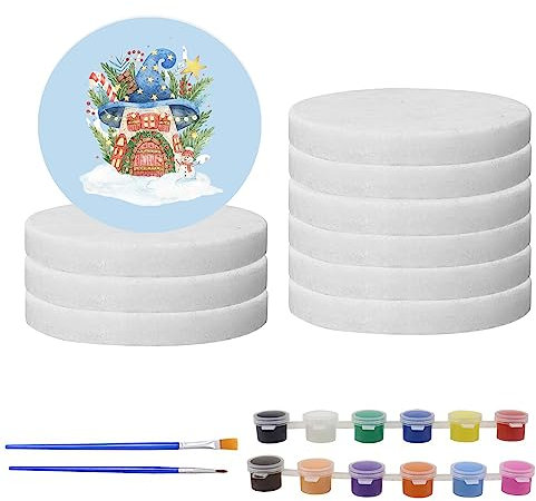 GIGIIS pietre piatte bianche per dipingere 10 Pezzi Ciottoli per La Pittura 6,3cm Dipingi Le Pietre delle Disco di pietra rotondo per decorazione Alta qualità Naturali Sassi da Dipingere