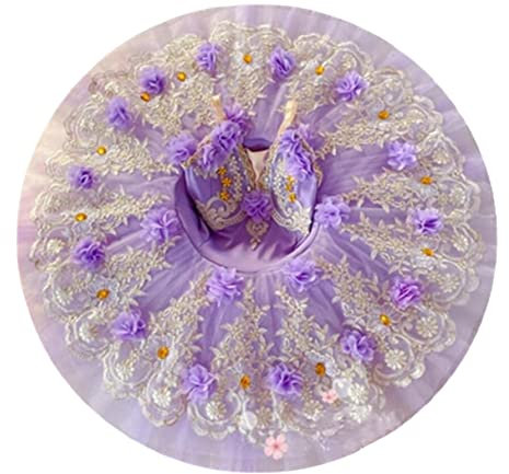 WIINXX Professionelle Ballett Tutu Mädchen Platte Pfannkuchen Tutu Ballerina Party Wettbewerb Kleid Kind Ballett Tanz Kostüm,Lila,170