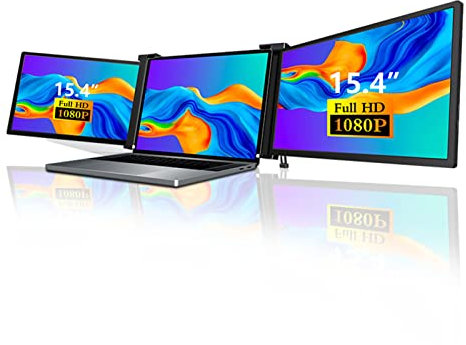 CCYLEZ Extensor de Triple Monitor Dual Portátil, Compatible Con Portátiles de 15,6 a 17,3 Pulgadas (Negro)