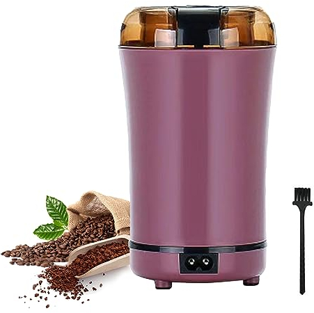 Electric Coffee Grinder with Cleaning Brush, 150W 50 g Capacity Coffee Grinders, Electric Safety Lock Fine Spice Grinders with Stainless Steel Blades for Coffee Seed Bean Nuts Herb Pepper & Grain