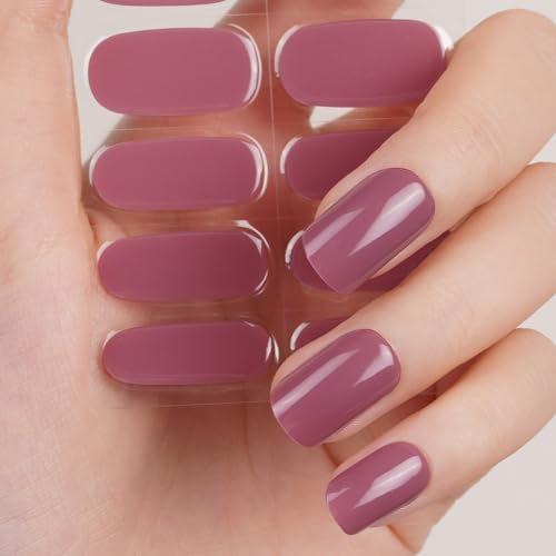 DANNI & TONI Halb ausgehärtete Gel Nagelfolien (Violet Reverie) Dunkelviolett Einfarbig uv Gel Nagelfolie Aufkleber Nagelsticker Nageldesign Nagelfolie Selbstklebend Wraps 28 Aufkleber