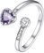 PROSILVER Damen Trauring 925 Silber Eternity Ring synthetischer Alexandrit lila Herz Zirkonia Offener Ring Ehering Verlobungsring Schmuck Accessoire für Frauen