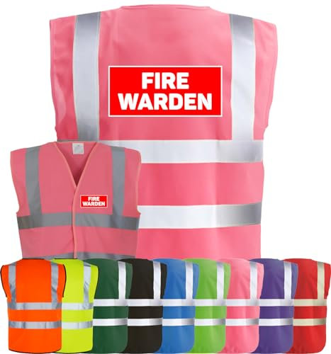 Corporate Togs FIRE WARDEN Printed Vest - High Visibility, Safety Waistcoat Tabard, British Standard CE Marked, Fastening Vest | Protective Safety Wear