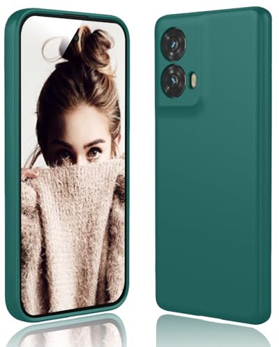 DESSEN Funda para Motorola Edge 50 Fusion 5G Capa - Líquida Silicona Carcasa Antigolpes Protector Móvil Case Cover Suave Delgada Bumper con Forro de Microfibra Antiarañazos, Verde Oscuro