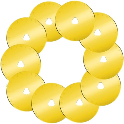 MSCHENZW Lot de 10 lames de cutter rotatif de 45 mm - Pour le matelassage, le scrapbooking, la couture, l'artisanat - Installation facile - Doré