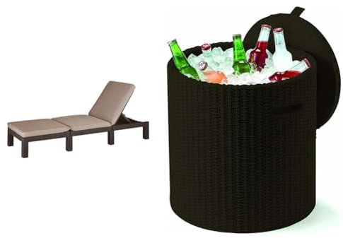 Keter Daytona Deluxe-Tumbona de Jardín, para Exterior Ideal terrazas, Patios, Jardines & Stool, Capacidad 39 litros Mesa Nevera para terraza o Stool Exterior