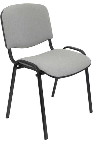 Piqueras y Crespo ISO Pack mit 1 ergonomischem Stapelstuhl, vielseitig einsetzbar und Gestell in Schwarz. Sitz und Rückenlehne mit grauem Stoff bezogen. Lieferung montiert in einer Box.