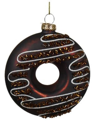 Magie di Natale Donuts Anhänger Baumschmuck Baumschmuck Weihnachtsdeko 10cm (Dunkelbraun)