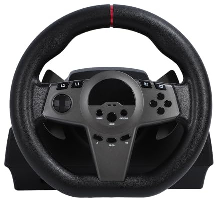 Yanmis Gaming-Lenkrad mit Pedal-Shifter für PC, Lebensechtes Fahrerlebnis, 270°-Drehung, Dynamisches LED-Feedback, Multifunktions-Steuertasten, Racing Wheel, für -kompatibel