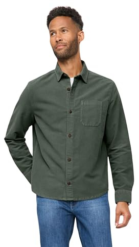 DUER Men's No Sweat Moleskin Shirt, Stretch Long Sleeve Button Up, Soft Cotton Clothing, Relaxed Outerwear Top, Peat, S