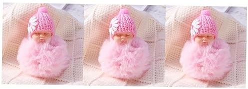 TINEASUR 3 Pièces Porte-clés Poupée Bébé Porte-clés Pompon En Peluche Clé De Voiture Farci Poupée En Peluche Porte-clés En Porte-clés Pour Femmes Porte-clés Faux Pompon Mignon Para