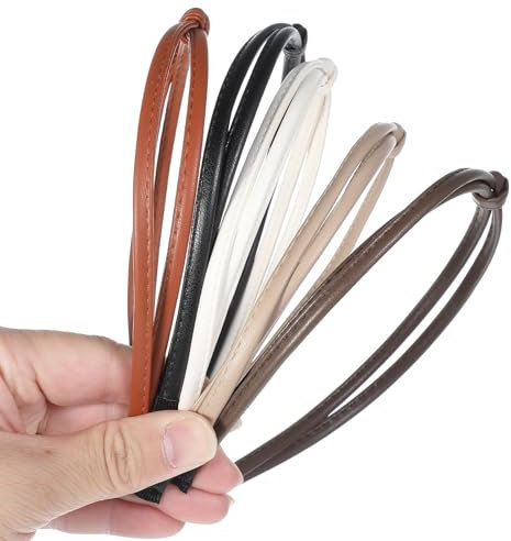 5 Stück Dünne Haarreifen Damen Süße Geknotete Stirnbänder Feine Leder Haarschmuck Vintage Herbst Stirnband Rutschfeste Modische Haarreifen Leder Stirnbänder für Damen Mädchen (5 Farben)
