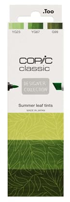 Copic Classic Deisgner Collection, Set of 3 Coloured Marker Pens, Summer Leaf Tints, Art & Crafts, Colouring, Graphics, Highlighter, Design, Anime, Professional & Beginners, Artist Supplies