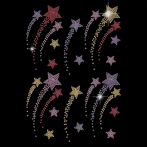 SUPERDANT Sternschnuppen Hotfix Strass Patch Glitzer Kristall Aufbügelbild | Vintage Metallplakette, geeignet für Zuhause, Küche, Bars, Restaurants und Cafés