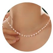 TINGN Perlenkette Damen - Runde Echt Perle Choker Halskette Perlenschmuck Kette mit Perle Braut Perlen Anhänger Perlenanhänger Schmuck Weiß Süßwasserperlen Choker Halskette für Frauen und Mädchen