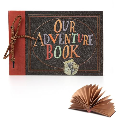 Scrapbook Photo Album, Our Adventure Book Up Scrapbook Photo Album DIY Memory Scrap Book Hard Cover Couple Gifts for Men Couple Boyfriend Gifts