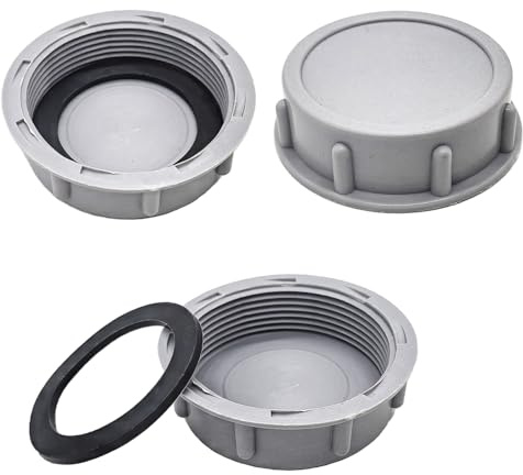 3 Stück 54 mm Rohr PVC Innengewindekappe Küchenspüle Abflussrohr Blindstopfen mit Dichtungsgummiringen zum Abdichten von Fugen und Rohrenden (grau)