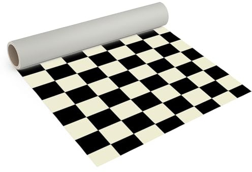 Internethandel Pfordt CV Bodenbelag Schachbrett 550x200 cm | PVC Boden in Schachbrett-Optik für Küche, Flur und Esszimmer, 1,5 mm Gesamtdicke und Nutzungsklasse 21