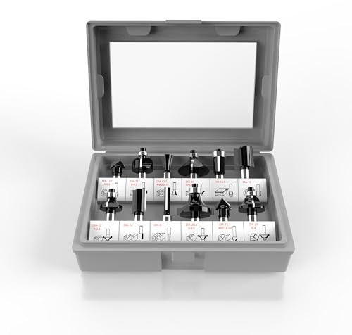 Universal Fräser Oberfräser Set | 12-teilig, 8mm Werkzeugaufnahme Schaft Durchmesser mit Innensechskantschlüssel | kompatibel mit Bosch Makita DeWalt Einhell