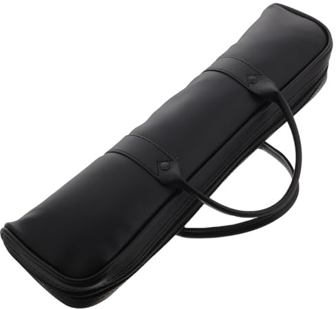 Custodia per Flauto 16 Fori Nera, in Pelle Sintetica, Rotonda | Rivestimento Interno Morbido, Protezione da Urti e Graffi, per Lezioni e Conservazione, Elegante e Moderno
