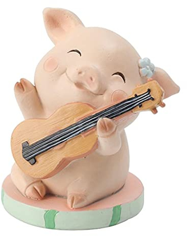 FashionCha Micro Landschaftsornament Miniatur Tiere Figuren Sammlung mit Harzherstellung Liebevollem Aussehen Und Handlicher Größe für Schreibtischdeko Bastelbed, Gitarre Schwein