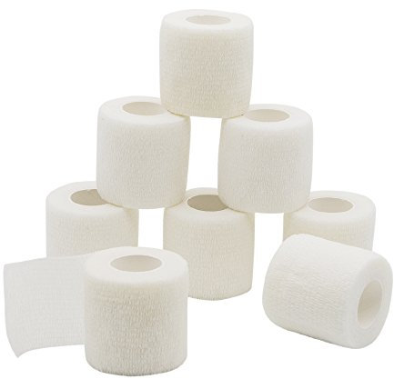 QiGui Selbstklebender Verband 8 Rollen 5cmx4.5m Verbandsmaterial Pflaster Rolle Elastische Binde Bandage Fixierbinde Haftbandage Selbstklebend für Sport und Erste Hilfe Vet Wrap Hund Pferde (Weiß)